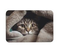 Cat Under Blanket Diatom Mud Bath Mats Absorbs Moisture and Dirt,Door Mat with Non-Slip Rubber Backing,Floor Mat Fit Under Door, for Bathroom Floor, Tub, Shower, Sink