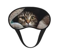 Cat Under Blanket Eye Mask for Sleeping Soft Satin Sleep Shade Cover Blindfold with Elastic Strap Travel Nap Blackout Eye Shade Cover for Women Men