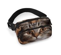 Cat Under Blanket Fanny Pack Waterproof External Pocket Portable Waist Pack Outdoor Adjustable Strap Lightweight Waist Bag for Workout Traveling Casual Running Hiking Cycling