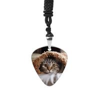 Cat Under Blanket Guitar Pick Necklace Exquisite Titanium Steel Personalized Necklaces Cool Pendant Necklaces Fashion Guitar Pick Holder Necklace Unique Gifts for Adult
