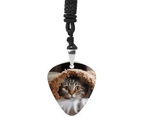 Cat Under Blanket Guitar Pick Necklace Exquisite Titanium Steel Personalized Necklaces Cool Pendant Necklaces Fashion Guitar Pick Holder Necklace Unique Gifts for Adult