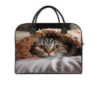 Cat Under Blanket Laptop Tote Bag Casual Travel Handbag Multi Pocket Shoulder Bags for Work Travel