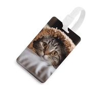 Cat Under Blanket Luggage Tag Classic Personalized Repeated Luggage Tag Cute Unique Travel Essentials Identifiers for Women Men Baggage Backpack Handbag Suitcase