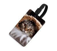 Cat Under Blanket Luggage Tag Classic Personalized Repeated Luggage Tag Cute Unique Travel Essentials Identifiers for Women Men Baggage Backpack Handbag Suitcase
