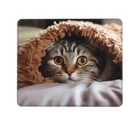 Cat Under Blanket Mouse Pad with Stitched Edge, Comfortable Mouse Pads with Non-Slip Rubber Base Gaming Mouse Mat Washable Mousepads Computers Laptop Desk Accessories for Office 7.9 x 9.5 in