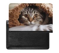 Cat Under Blanket Passport Holder Cover Passport Cover Protector Essentials with Credit Card Slots Slim Travel Wallet Covers Documents Organizer Protector for Man&Women