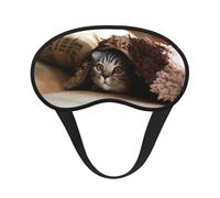 Cat Under Blanket Polyester Sleep Mask,Light Blocking Sleep Eye Mask,Night Sleeping Mask, Eye Blinder