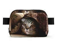Cat Under Blanket Print Square Bumbag Fanny Pack for Men Women Adjustable Belt Bag Waterproof Cross Body Bag Chest Bag