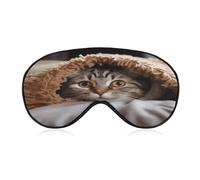 Cat Under Blanket Sleep Mask,Adjustable Strap Sleeping Mask, Complete Light Blocking Sleep Shade Cover,Soft Breathable Comfortable Blindfold for Women and Men