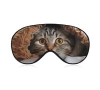 Cat Under Blanket Sleep Mask Light Block-Out Eye Mask for Side Sleeper Pressure-Free Soft Night Blindfold with Adjustable Strap Breathable Sleep Eye Cover for Travel