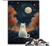 Cat Under The Moon 1000 Piece Jigsaw Puzzles, Challenging To Complete But Fun And Humorous Birthday Present, Gifts, Wall Art (26x38cm)