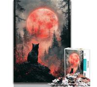 Cat Under The Moon Jigsaw Puzzles for Adults Teenagers Jigsaws Puzzle,family Fun Games Is Ideal As A Gift for The Whole Family 38x26cm