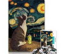 Cat Under The Night Sky 1000 Pieces Jigsaw Puzzles for Adults And Teens,Learning Educational Toy for Is Ideal As A Gift for The Whole Family 38x26cm