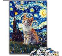 Cat Under The Night Sky Jigsaw Puzzles for Adults 2000 Jigsaws, Educational Games Home Decoration Birthday Present, Gifts, Wall Art (70x100cm)