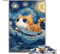 Cat Under The Night Sky Puzzles for Adults Teens 2000 Pieces, Help The Brain Exercise Addictive Toys to Cultivate Patience Unique Challenge Game (70x100cm)