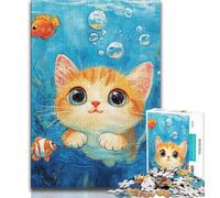 Cat Under The Sea 1000 Piece Jigsaw Puzzles for Adults,Family Game Stress Reliever Difficult Challenge Artists Collection,Fine Art (38x26cm)