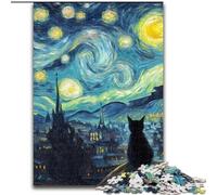 Cat Under The Starry Sky Adult Jigsaws 1000 Pieces Difficult, Challenging Game And Family Play Parent-child Interaction (26x38cm)