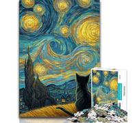 Cat Under The Starry Sky Jigsaw Puzzles for Teenagers 1000 Jigsaws,Challenging To Complete But Fun And Humorous Birthday Present,Gifts,Wall Art 38x26cm