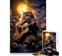 Cat Under The Stars Guitar 1000 Piece Jigsaw Puzzle Mind Challenge Peaceful Recreation Seamless Fit Perfect Present size 38x52cm