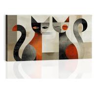 Cat Unframed Canvas Wall Art, Minimalist Vintage Abstract Painting on Canvas Prints Wall Decorations for Living Room Bedroom Garden Hallway Office Gallery 140 x 70 cm