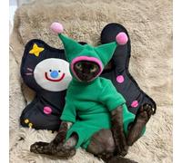 Cat Unique Clothes Outfit - Warm Fleece Jumper with Denim Hat for Autunm Winter Christmas Pet Costume (Green,XX-Large)