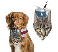 Cat USA Flag Dog Bandanas for Feeding Grooming, Triangle Pet Bibs Washable Pets Scarf for Cats & Dogs