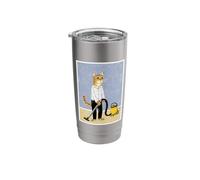 Cat Vacuuming Whimsical Folk Art Retro Illustration Stainless Steel Insulated Tumbler
