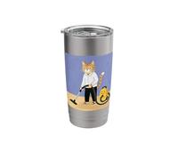 Cat Vacuuming Whimsical Folk Art Retro Illustration Stainless Steel Insulated Tumbler