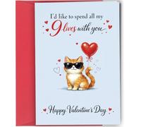 Cat Valentine's Day Card spend all my 9 lives with you #2018