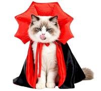 Cat Vampire Cape | Funny Bat Costume Red & Black Adjustable | Pet Halloween Outfit - Polyester Bat Cape with Adjustable Neck Strap, Funny Red & Black Costume for Cats, Dogs & Puppies