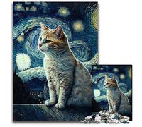 Cat Van Gogh14 Jigsaws 1000 Pieces for Adults Puzzles for Adults Perfect for Christmas Halloween Easter New Year 1000 PCS(75x50cm)