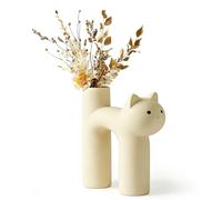 Cat Vase Cute Quirky Ceramic for Waterproof Flower Vase Plant Holder| Living Room Home Minimalist Cat Decor,Unique Cat Lover Gifts Idea for Women