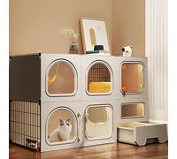 Cat Villa,Cat Cage Enclosure, with Litter Box Indoor DIY Cat Playpen, for Kittens, Puppies, Guinea Pigs, Rabbits, Chinchillas (One Color 106x36.5x71cm)
