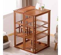 Cat Villa Cat Cage Indoor Panoramic Transparent Design for Easy Viewing Built-in Entertainment Facilities Locked and Skylight Strong Suction Cup Doors Cat House Cage(Natural,66 * 60 * 93cm)