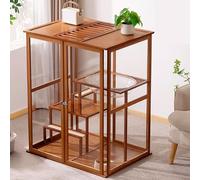 Cat Villa Cat Cage Indoor Panoramic Transparent Design for Easy Viewing Built-in Entertainment Facilities Locked and Skylight Strong Suction Cup Doors Cat House Cage(Natural,81 * 60 * 101cm)