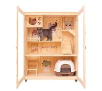 cat villa Cat Cage Villa Home Indoor House Wood Cabinet Shelf Nest Extra Large Space Pet Universal For All Seasons