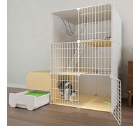 Cat Villa Indoor Litter Box with Closed Litter Box, Pet Enclosure for Cats, Indoor Cat Cage, Metal and ABS Plastic, Ultra Wide Platform, Easy to Assemble
