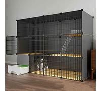 Cat Villa Indoor with Closed Litter Box, Pet Enclosure, Indoor Cat Cage, Metal and ABS Plastic, Ultra Wide Platform/147 * 49 * 111cm