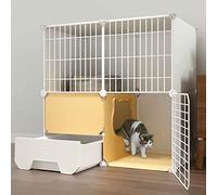 Cat Villa Indoor with Closed Litter Box, Pet Enclosure, Indoor Cat Cage, Metal and ABS Plastic, Ultra Wide Platform/75*49*75cm-B
