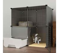 Cat Villa Indoor with Enclosed Litter Box, Pet Playpen,Cat Cage Indoor, Metal and Abs Plastic, Ultra-Wide Platform/75 * 49 * 75Cm-A