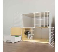 Cat Villa Indoor with Enclosed Litter Box, Pet Playpen,Cat Cage Indoor, Metal and Abs Plastic, Ultra-Wide Platform/111 * 49 * 75Cm-C