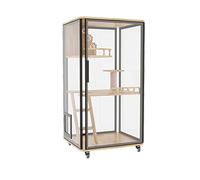 cat villa Panoramic glass cat house large space cage practical wooden pet indoor (A)