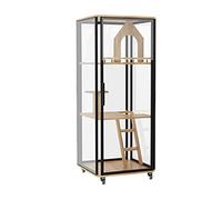cat villa Panoramic glass cat house large space cage practical wooden pet indoor (C)
