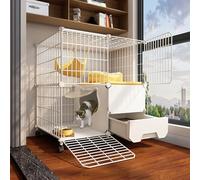 Cat Villa with Litter Box and Wheels, DIY Detachable Condo, Enclosed Playpen for Indoor Cats