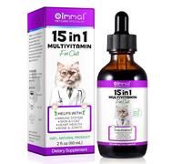 Cat Vitamins and Supplements, 15 in 1 Cat Multivitamin Drops, 60ml Multivitamin for Cats, Helps with Immune System, Skin and Coat, Gut Health and Heart Health Digestion