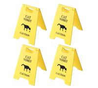 Cat Vomit Caution Sign, 4 Pcs Funny Cat Vomit Caution Sign Desktop Decorations, 3D Printed Warning Signs Cats Funny Prank Vomits Decoration, 2.6x3.9in