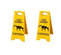 Cat vomit caution sign,Cat Vomiting Warning Signs Set of 2 - Silica Gel Funny Warning Signs, High Visibility Yellow Indoor/Outdoor Pet Safety Decorations, The Gift for Feline Friends