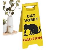 Cat Vomit Caution Sign | Funny Caution Desk Decoration - Cat Funny Prank Vomit Decoration | for Indoor Outdoor Bedroom Table Kitchen Bathroom Apartment Parking Community
