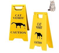 Cat Vomit Sign,2 Piece 3D Printed Cat Vomit Caution Sign Funny Cat Vomit Warning Signs,for Home or Pet Areas(10cm)