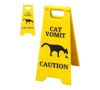 Cat Vomit Sign | 4 Inch Dog Vomit Sign | Printed Cat Dog Vomit Warning Sign | Funny Wet Floor Caution Sign for Decoration | Novelty Cats And Dogs Prank Sign Toy for Animal Lovers